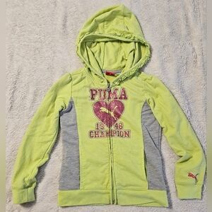 Puma Kids Vibrant Green and Gray Hoodie